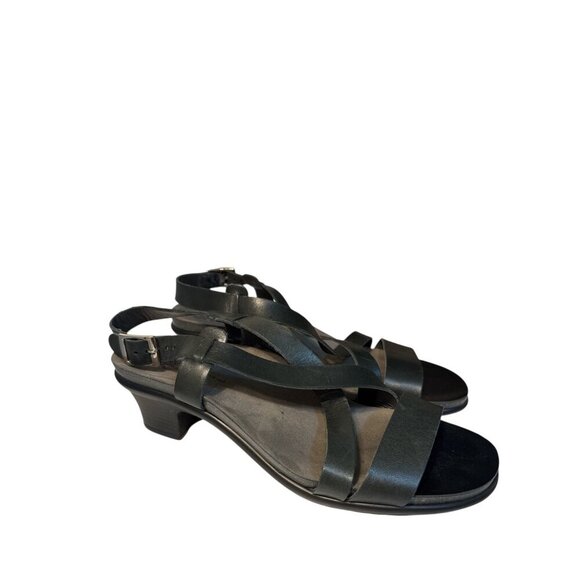 SAS NOUVEAU ALFA BLACK SANDALS WOMEN LEATHER STRAP Size 8M New Without Box - Picture 3 of 5